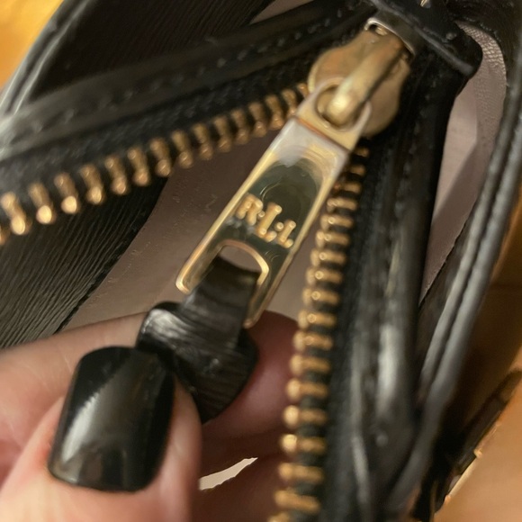 Ralph Lauren Black Leather Handbag with Gold Tone Hardware - Picture 6 of 12